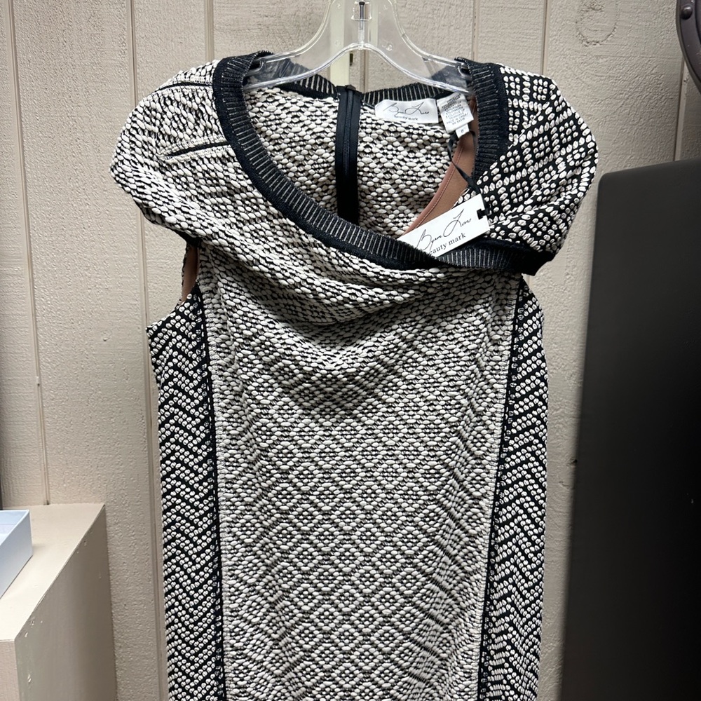 Byron Lars Black and White Textured Midi Dress
